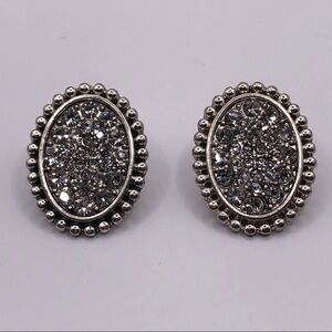 Crystal Rhinestone Large Oval Earrings